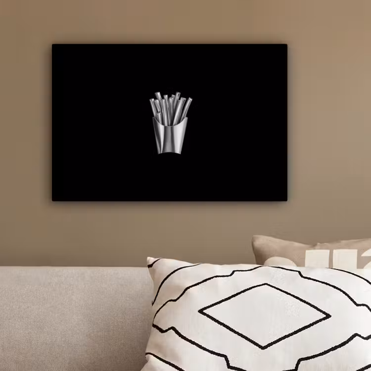 Frietjes - Futuristisch - Zilver canvas 2cm klein -sfeer3