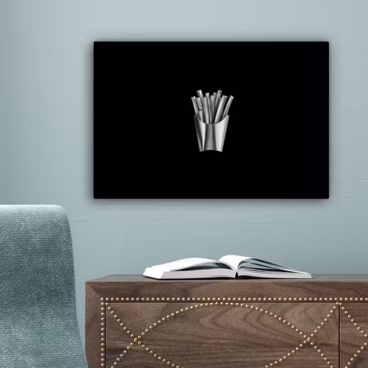 Frietjes - Futuristisch - Zilver canvas 2cm klein -sfeer4