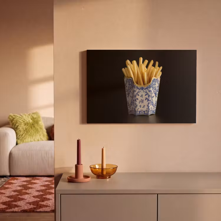 Friet - Porselein - Delfts blauw - Eten canvas 2cm klein -sfeer1