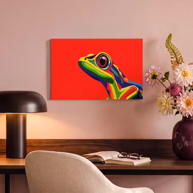 Kikker - Kleurrijk - Strepen - Ogen canvas 2cm klein -sfeer4