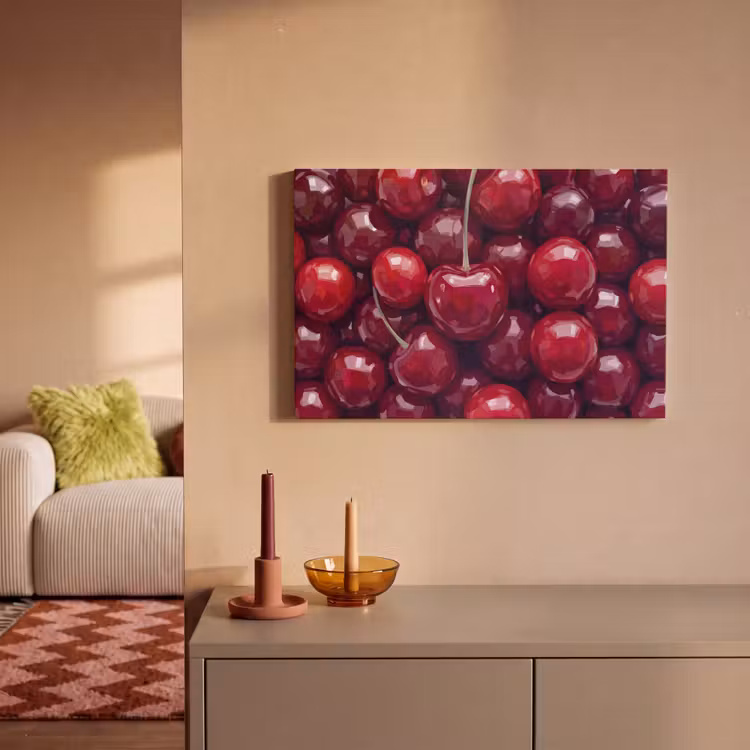 Fruit - Kersen - Eten - Modern - Rood canvas 2cm klein -sfeer1