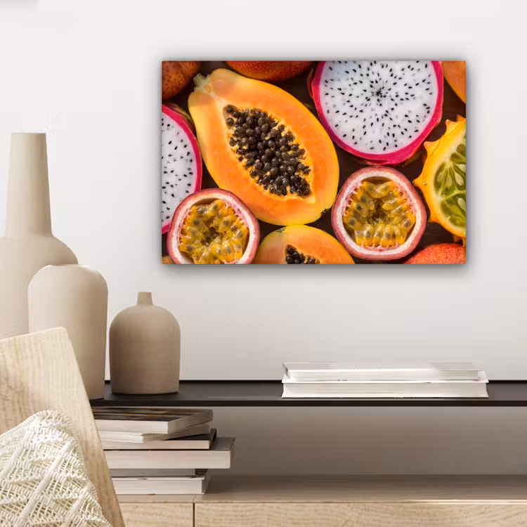 Fruit - Geopend - Tropisch - Eten - Kleurrijk canvas 2cm klein -sfeer6
