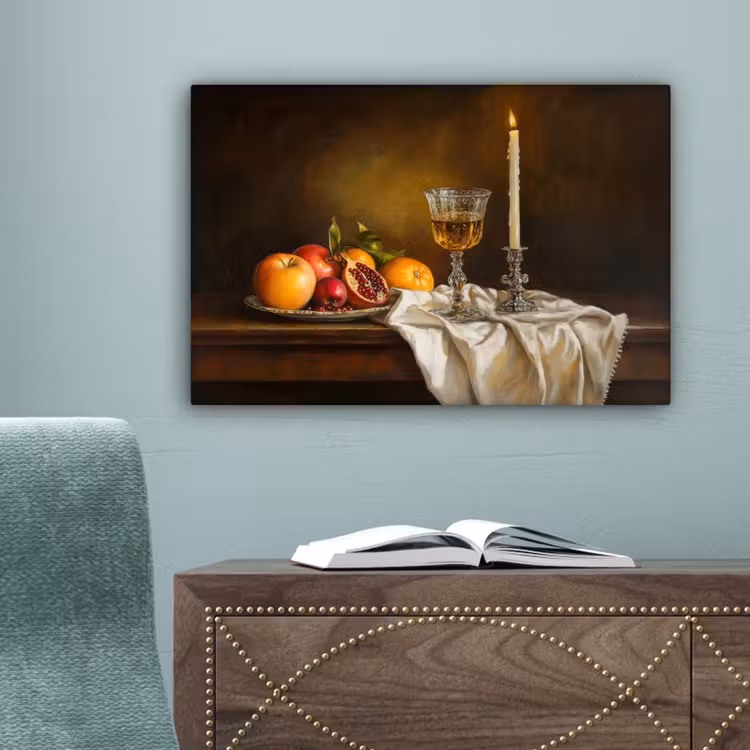 Fruit - Stilleven - Wijn - Kaars canvas 2cm klein -sfeer4