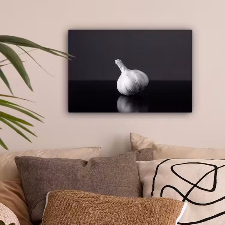 Knoflook - Zwart - Wit canvas 2cm klein -sfeer1