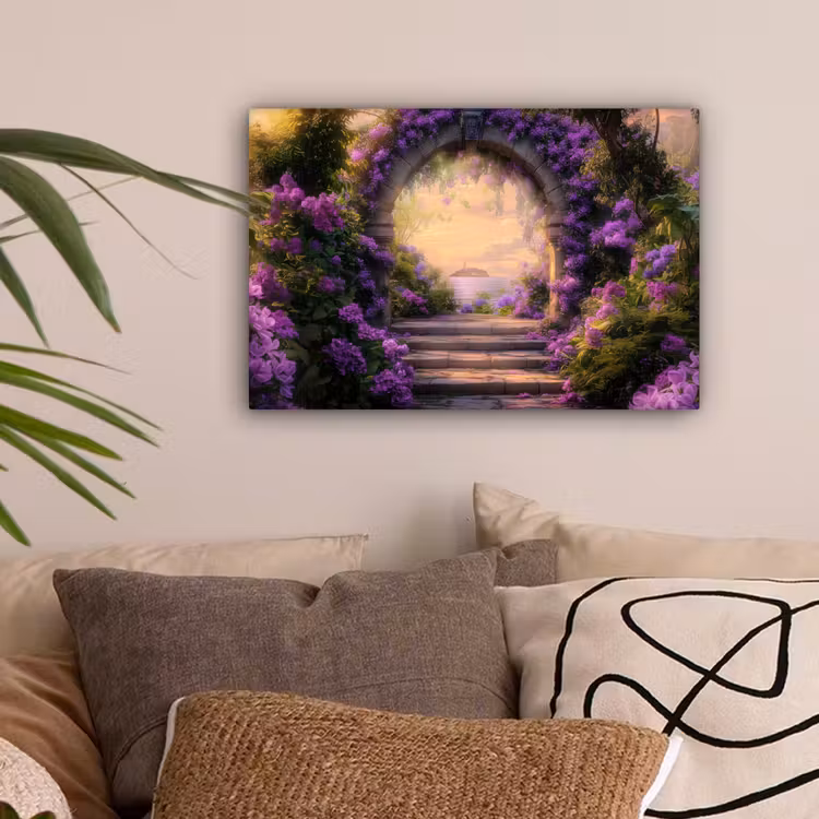 Poort - Paars - Bloemen canvas 2cm klein -sfeer1