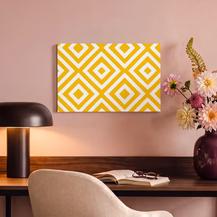 Geometrisch - Lijnen - Modern - Geel - Wit canvas 2cm klein 34 -sfeer4