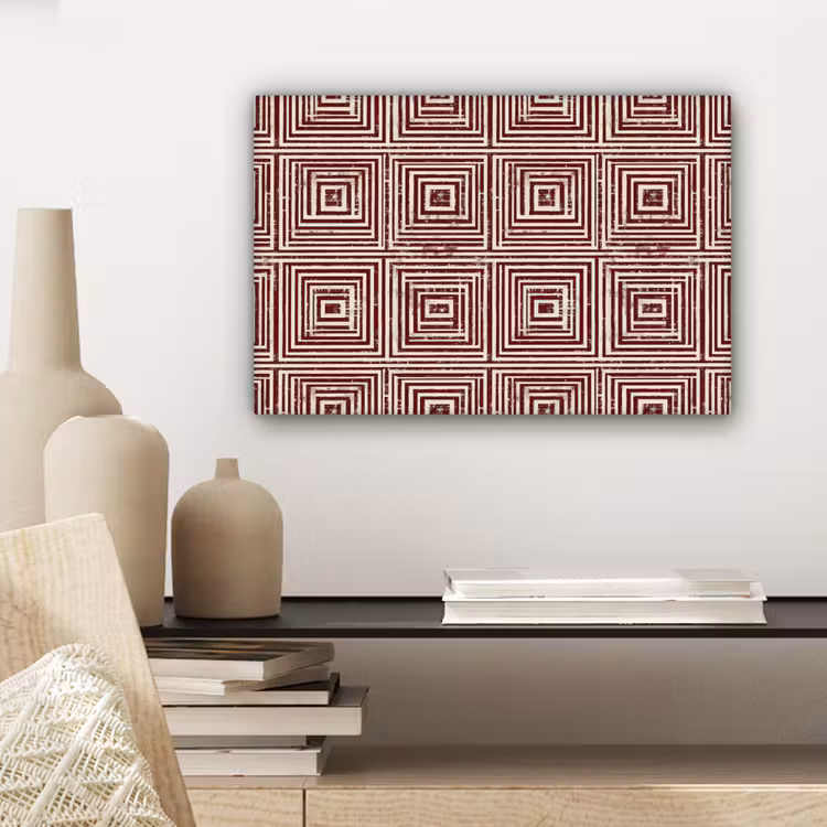 Geometrisch - Patroon - Rood canvas 2cm klein 34 -sfeer6