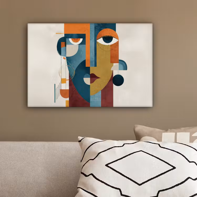 Geometrisch - Strakke vormen - Kleurrijk canvas 2cm klein -sfeer3