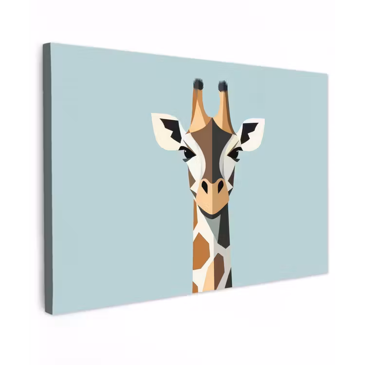 Giraffe - Illustratie - Bruin - Minimalistisch canvas 2cm klein -z3d