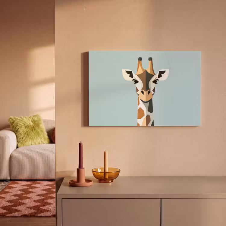 Giraffe - Illustratie - Bruin - Minimalistisch canvas 2cm klein -sfeer1