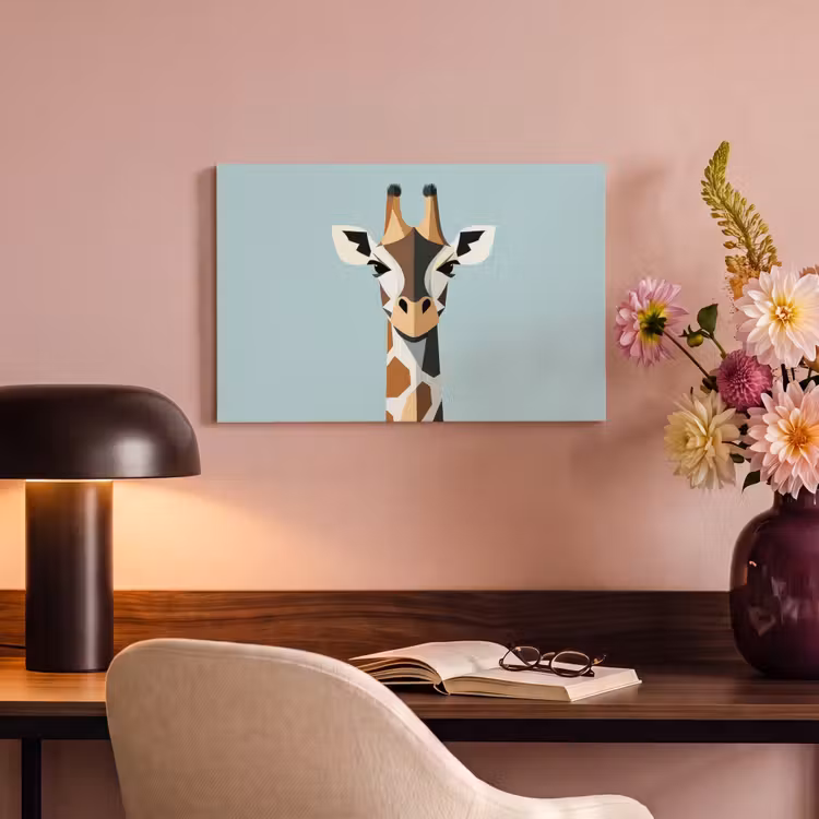 Giraffe - Illustratie - Bruin - Minimalistisch canvas 2cm klein -sfeer4