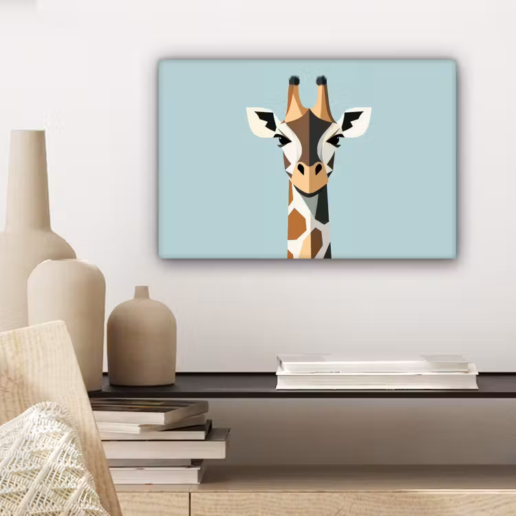 Giraffe - Illustratie - Bruin - Minimalistisch canvas 2cm klein -sfeer6