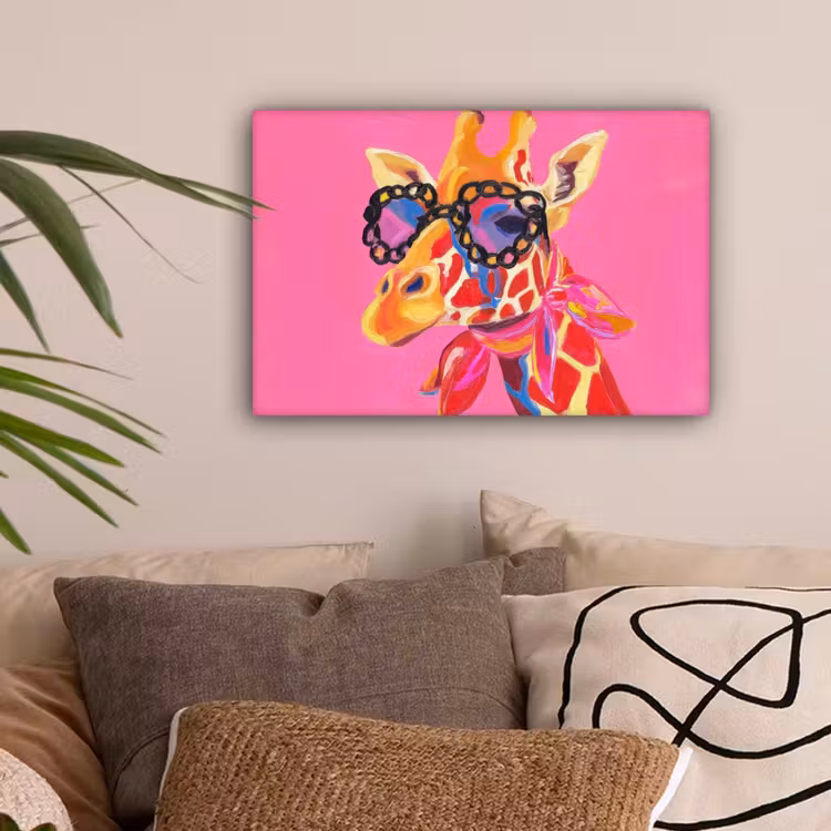 Giraf - Roze - Bril - Sjaal canvas 2cm klein -sfeer1