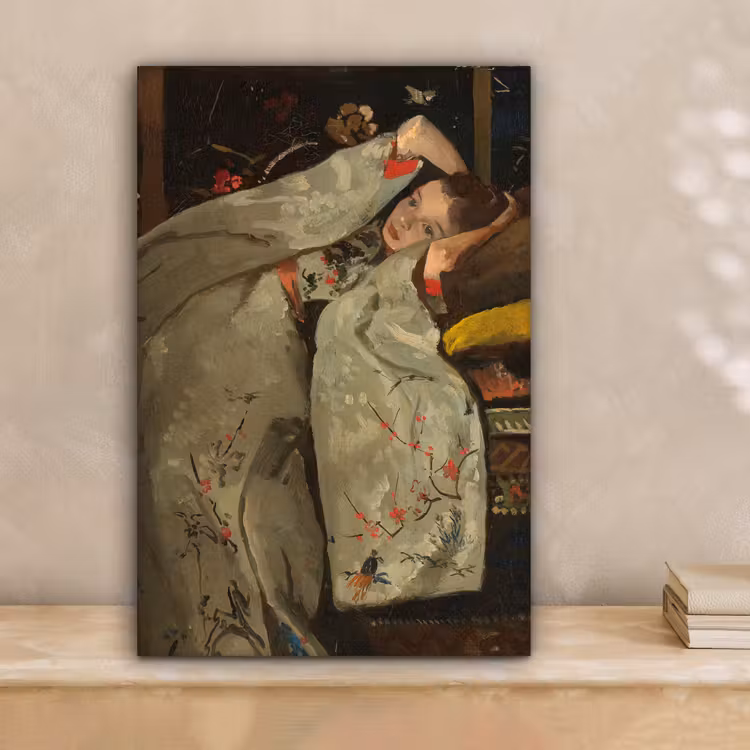 Meisje in witte kimono - Schilderij van George Hendrik Breitner canvas 2cm klein -sfeer1