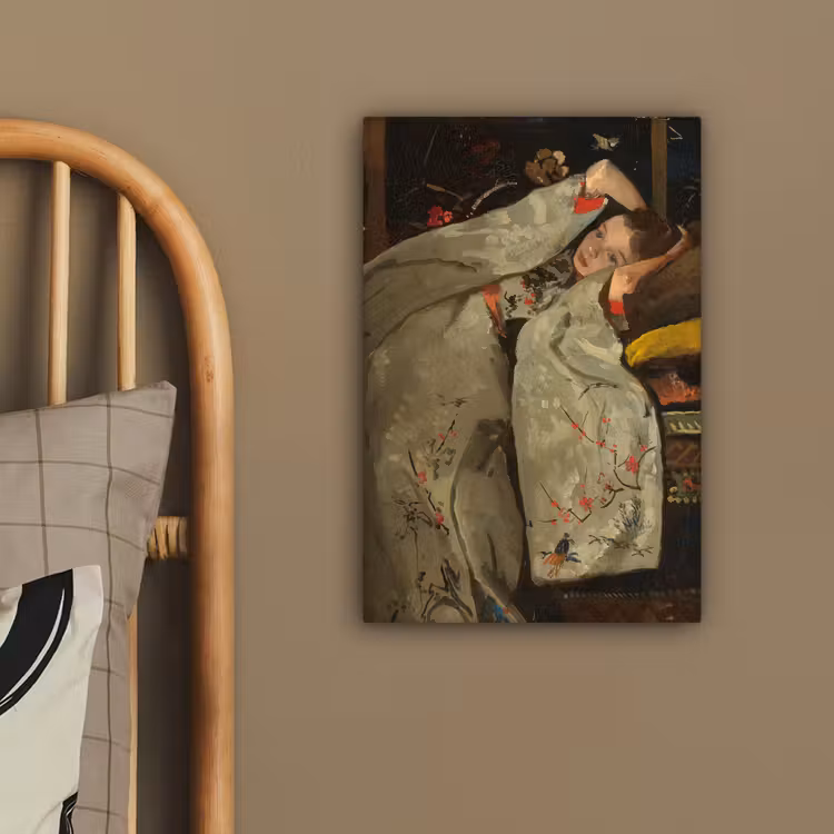 Meisje in witte kimono - Schilderij van George Hendrik Breitner canvas 2cm klein -sfeer3