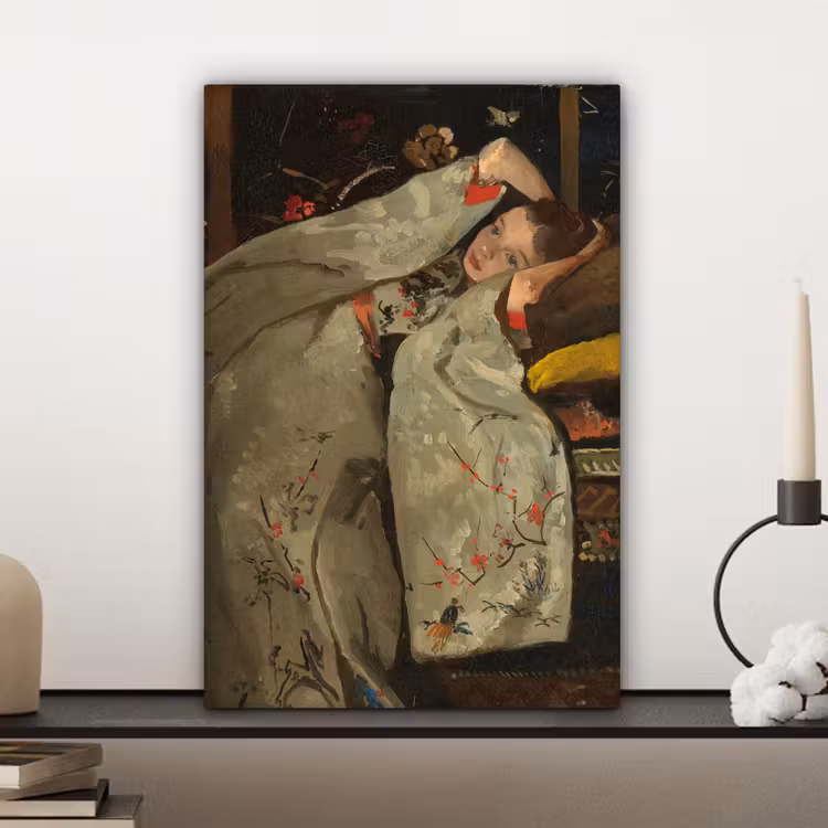 Meisje in witte kimono - Schilderij van George Hendrik Breitner canvas 2cm klein -sfeer6