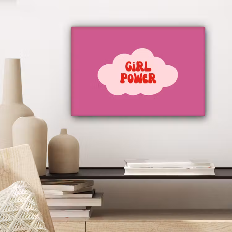 Girl power - Wolk - Roze canvas 2cm klein -sfeer3