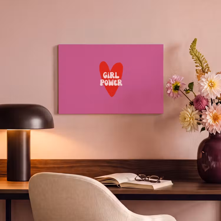 Girl power - Hart - Roze - Rood canvas 2cm klein -sfeer4