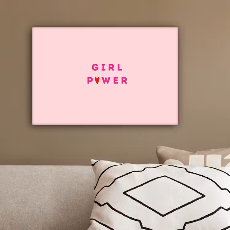 Girl power - Roze - Hartje canvas 2cm klein -sfeer1