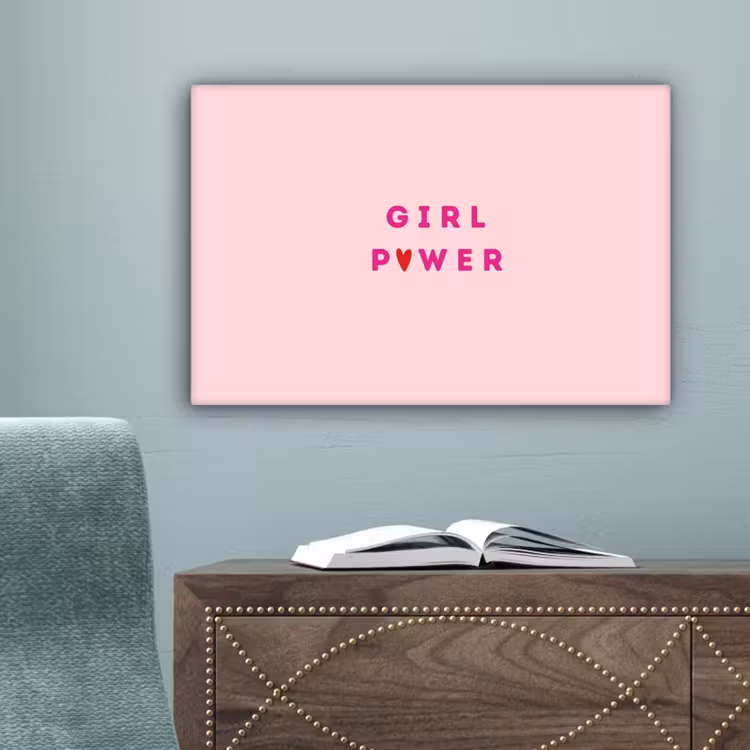 Girl power - Roze - Hartje canvas 2cm klein -sfeer1
