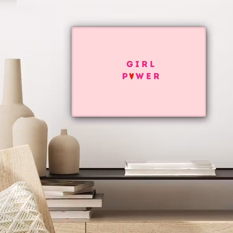 Girl power - Roze - Hartje canvas 2cm klein -sfeer3