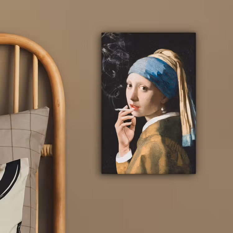 Meisje met de parel - Johannes Vermeer - Sigaretten canvas 2cm klein -sfeer3
