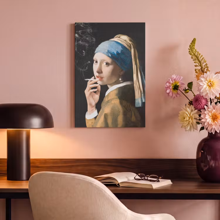 Meisje met de parel - Johannes Vermeer - Sigaretten canvas 2cm klein -sfeer4