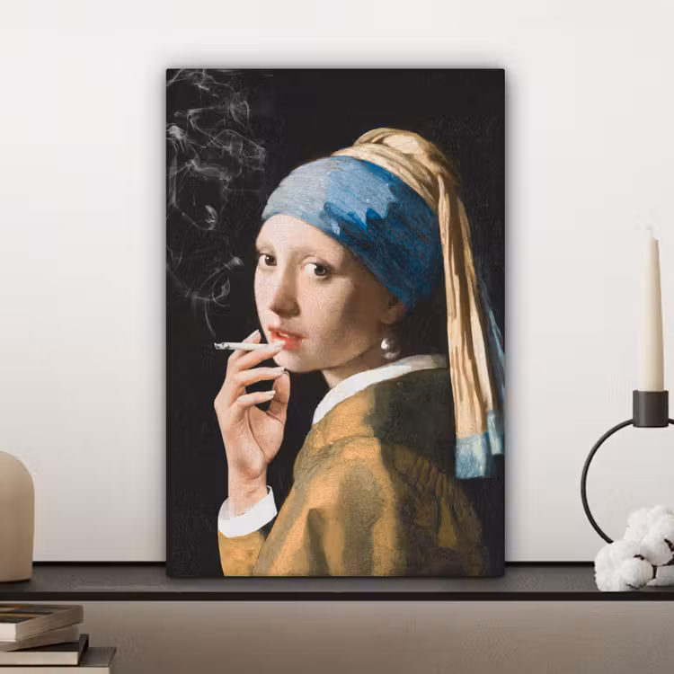 Meisje met de parel - Johannes Vermeer - Sigaretten canvas 2cm klein -sfeer6