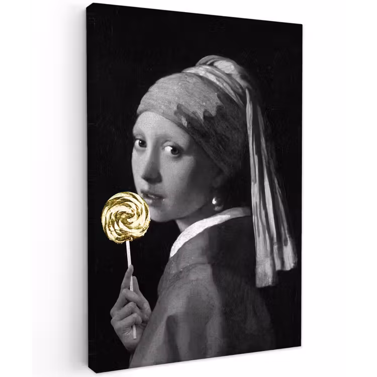 Meisje met de parel - Johannes Vermeer - Lolly - Goud canvas 2cm klein -z3d
