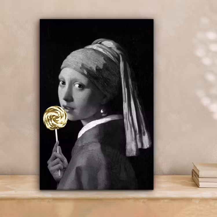 Meisje met de parel - Johannes Vermeer - Lolly - Goud canvas 2cm klein -sfeer1