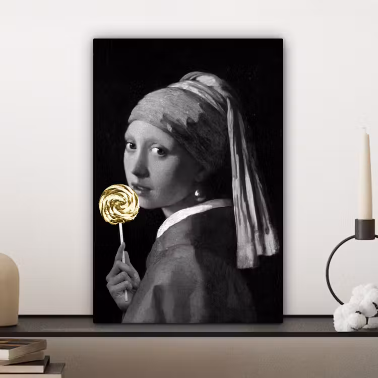 Meisje met de parel - Johannes Vermeer - Lolly - Goud canvas 2cm klein -sfeer6