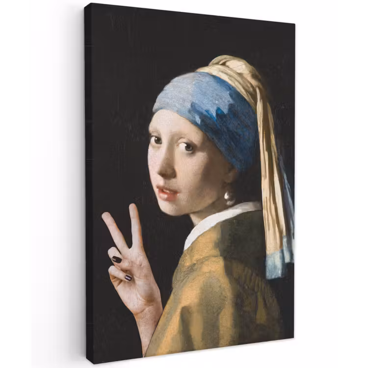 Meisje met de parel - Johannes Vermeer - Peace canvas 2cm klein -z3d