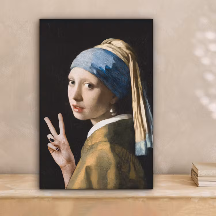 Meisje met de parel - Johannes Vermeer - Peace canvas 2cm klein -sfeer1