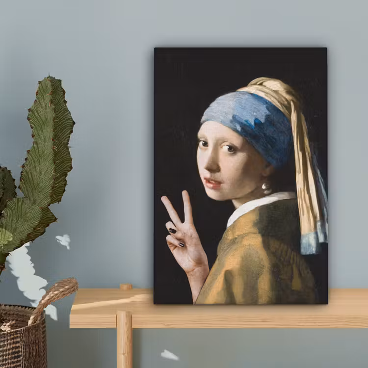 Meisje met de parel - Johannes Vermeer - Peace canvas 2cm klein -sfeer4