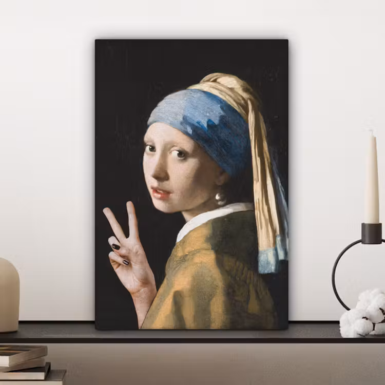 Meisje met de parel - Johannes Vermeer - Peace canvas 2cm klein -sfeer6