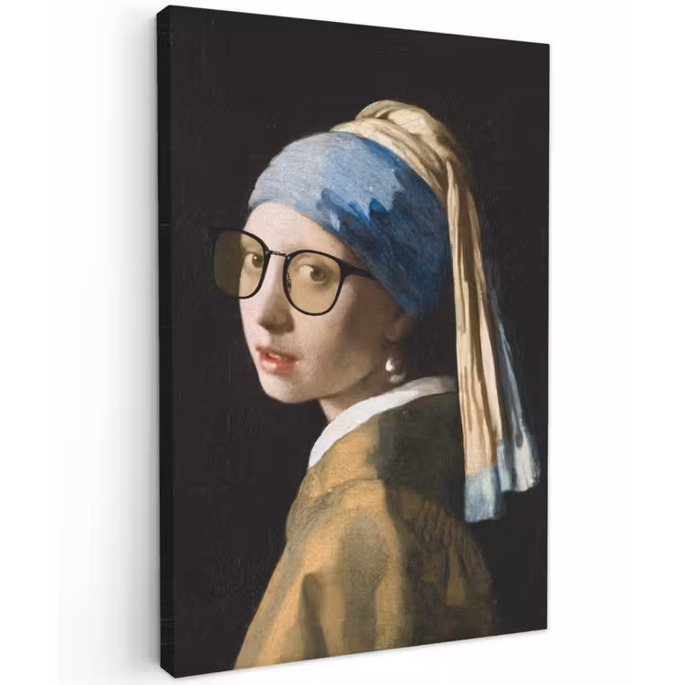 Meisje met de parel - Johannes Vermeer - Bril canvas 2cm klein -z3d