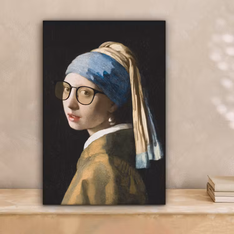 Meisje met de parel - Johannes Vermeer - Bril canvas 2cm klein -sfeer1