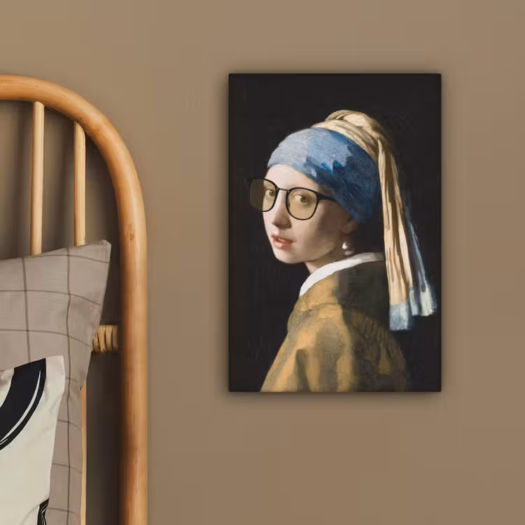 Meisje met de parel - Johannes Vermeer - Bril canvas 2cm klein -sfeer3