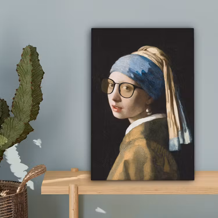Meisje met de parel - Johannes Vermeer - Bril canvas 2cm klein -sfeer4