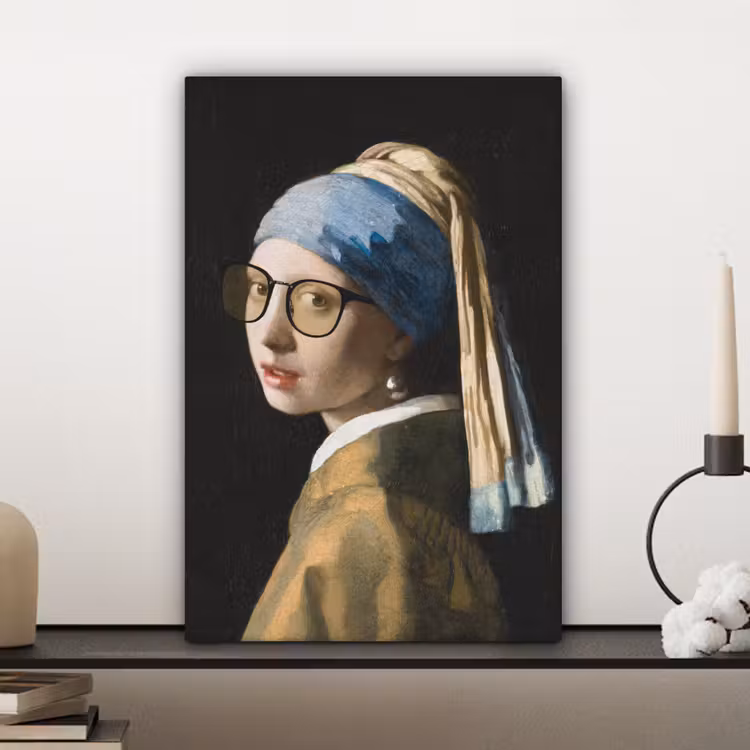 Meisje met de parel - Johannes Vermeer - Bril canvas 2cm klein -sfeer6