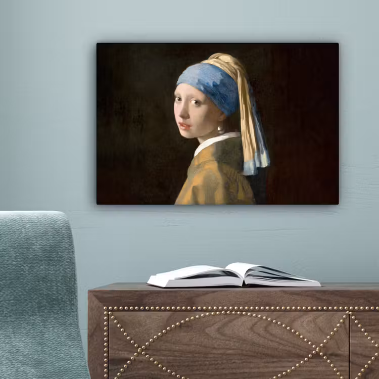 Meisje met de parel - Schilderij - Oude meesters - Vermeer canvas 2cm klein -sfeer4