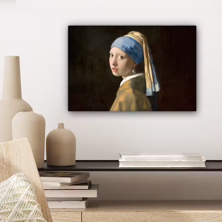 Meisje met de parel - Schilderij - Oude meesters - Vermeer canvas 2cm klein -sfeer6
