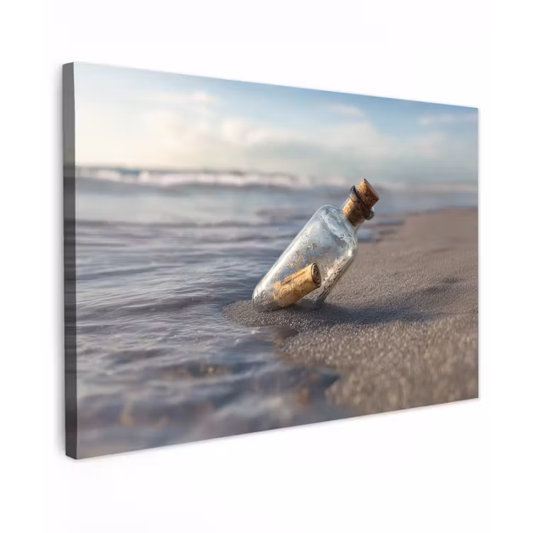 Glazenfles - Post - Zee - Zand canvas 2cm klein -z3d