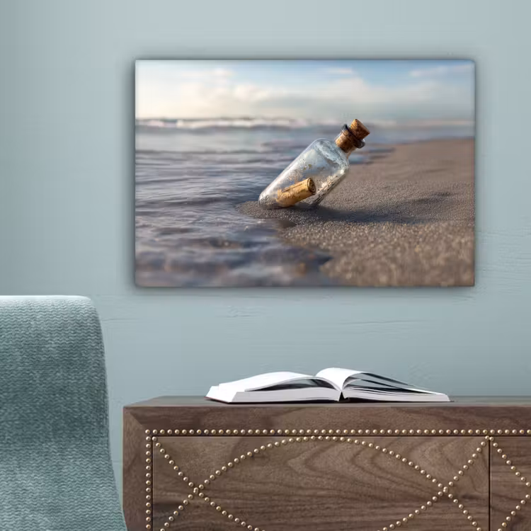 Glazenfles - Post - Zee - Zand canvas 2cm klein -sfeer4