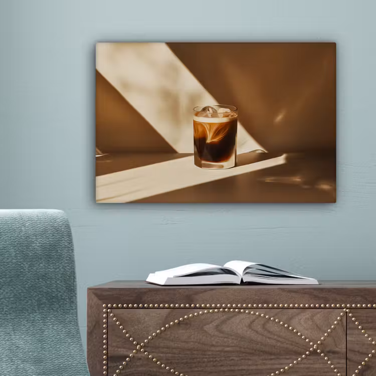 Glas - Ijskoffie - Schaduw - Bruin canvas 2cm klein -sfeer4