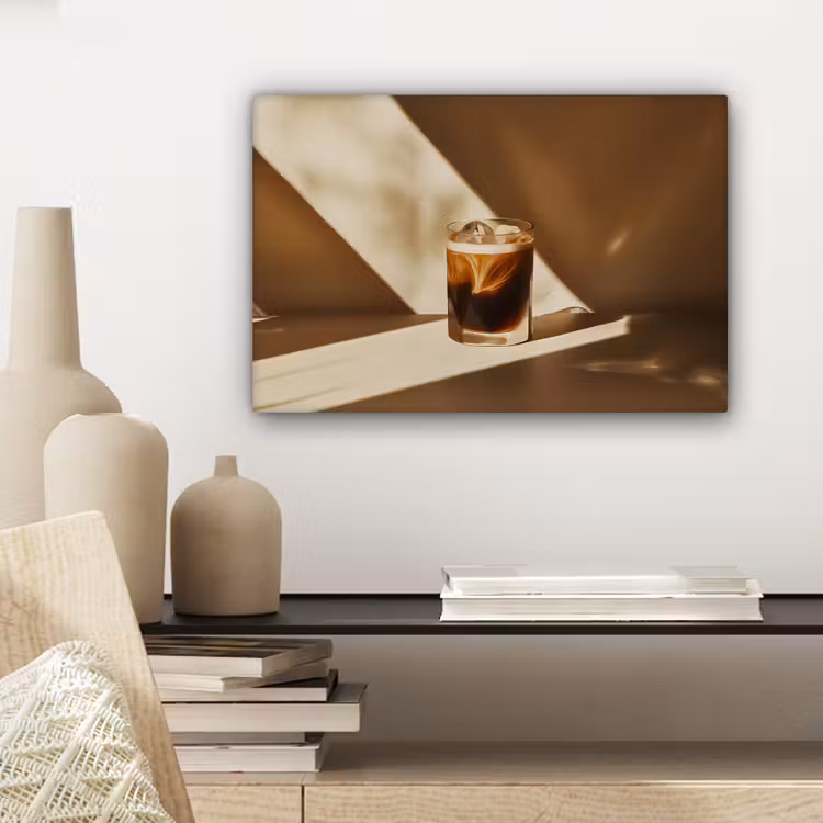 Glas - Ijskoffie - Schaduw - Bruin canvas 2cm klein -sfeer6