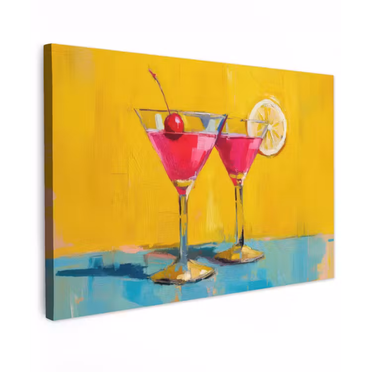 Glazen - Cocktail - Citroen - Kers canvas 2cm klein -z3d