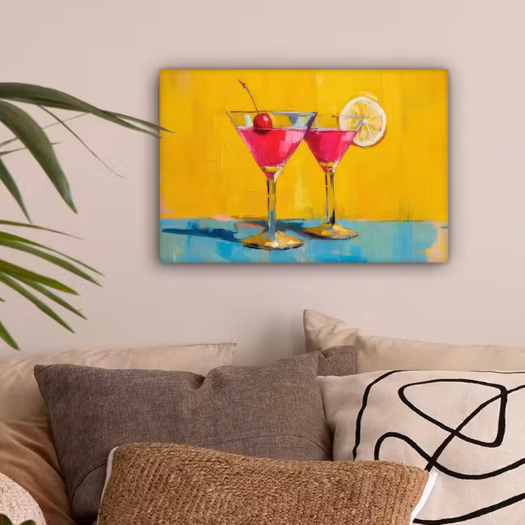 Glazen - Cocktail - Citroen - Kers canvas 2cm klein -sfeer1