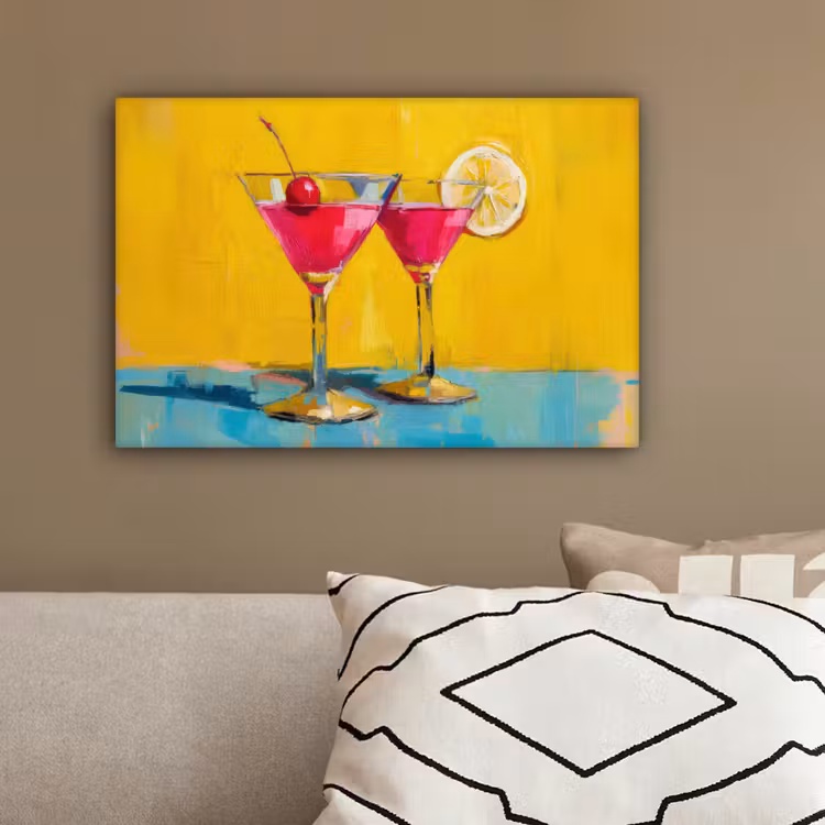Glazen - Cocktail - Citroen - Kers canvas 2cm klein -sfeer3