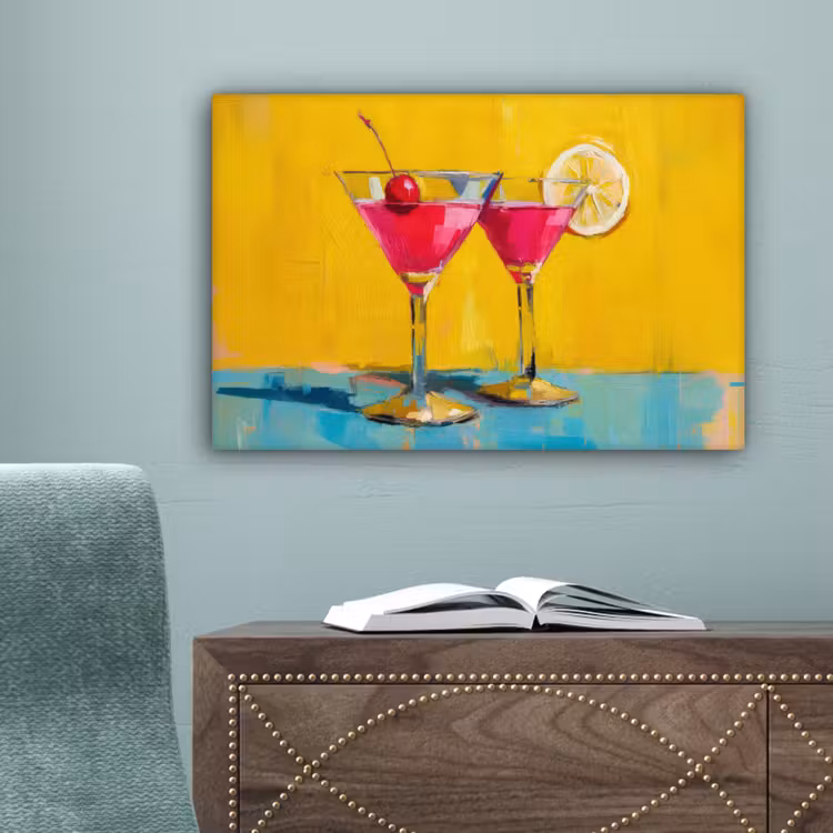 Glazen - Cocktail - Citroen - Kers canvas 2cm klein -sfeer4